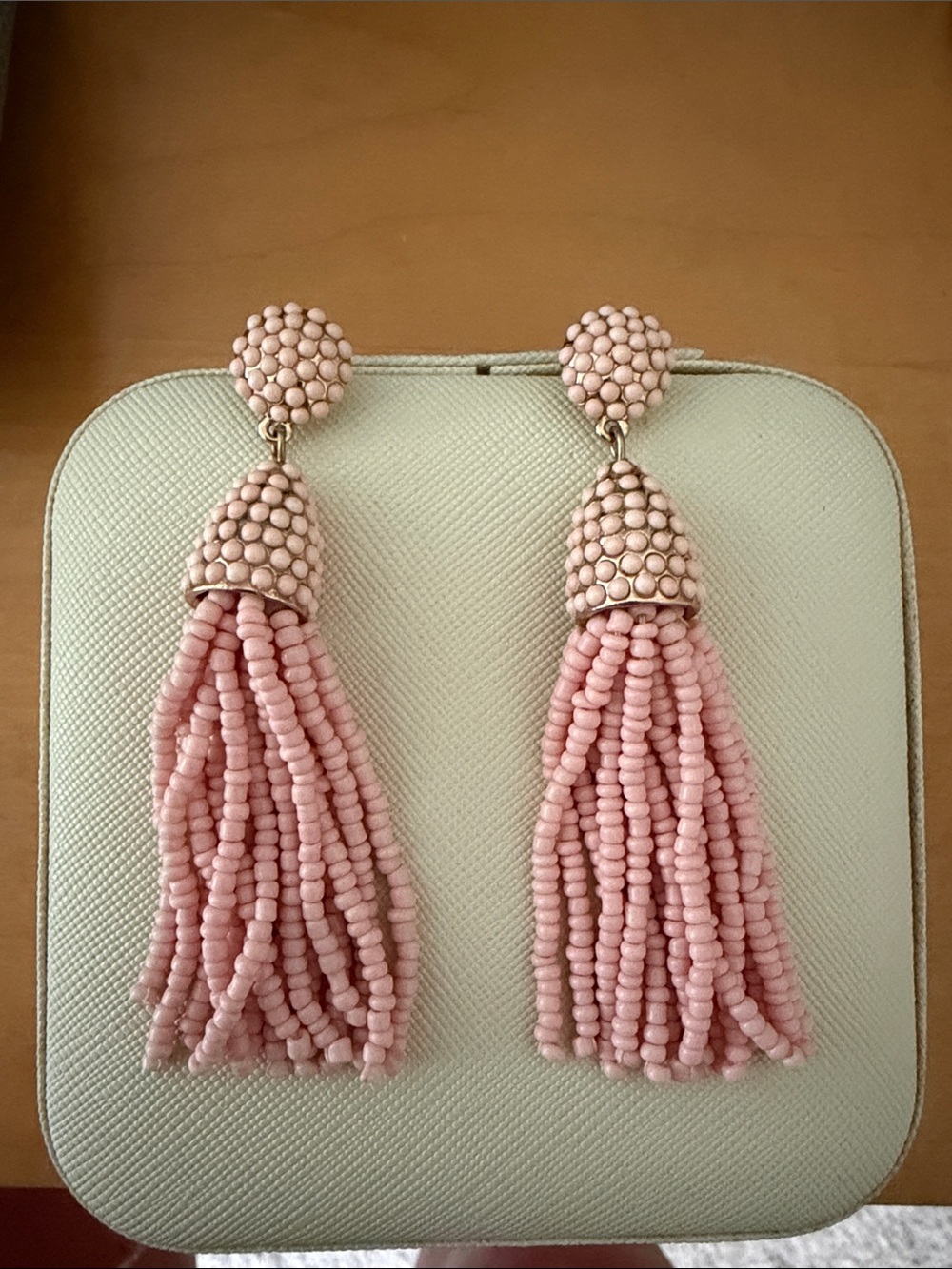 BaubleBar Blush Pink Beaded Tassel Drop Earrings